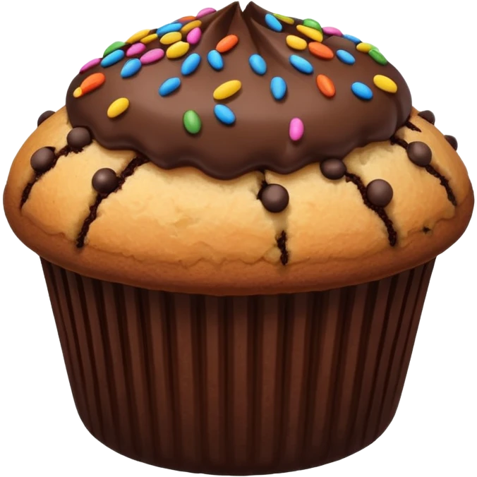 dark brown vanilla muffin chocolate sprinkles on top emoji