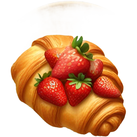 there is a croissant with strawberries in a beige plate emoji