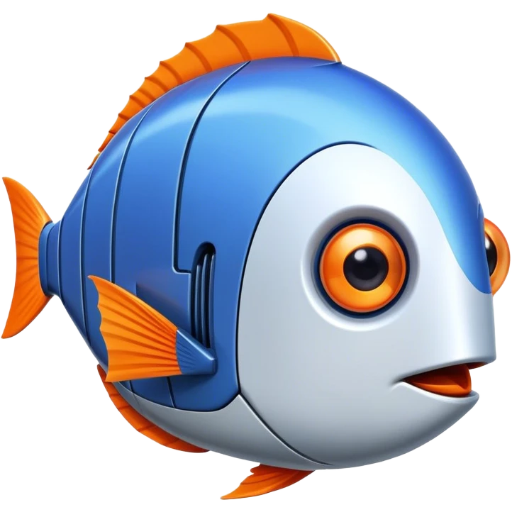 a robot head that has features of dory fish  emoji