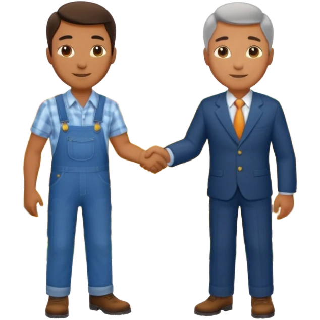 Man in a suit shaking hands with a farmer emoji