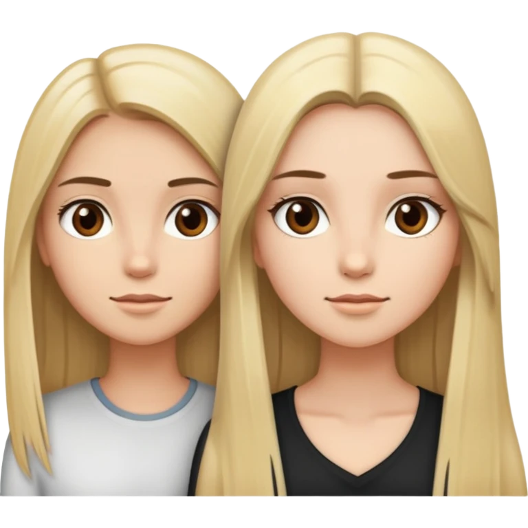 fille blonde et une brune cheuveux longt lisse yeux marron  emoji