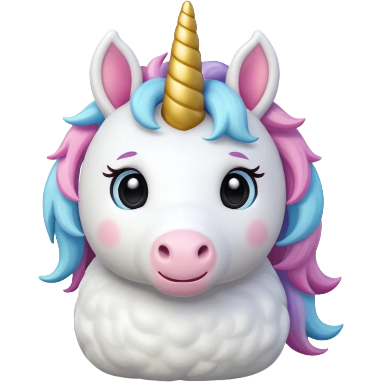 white unicorn toy facing camera emoji