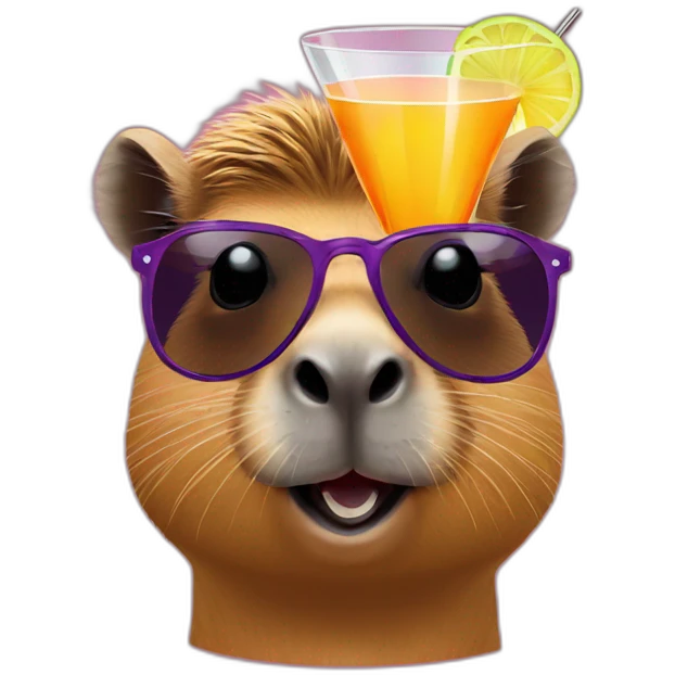 capybara in sunglasses with a cocktail emoji