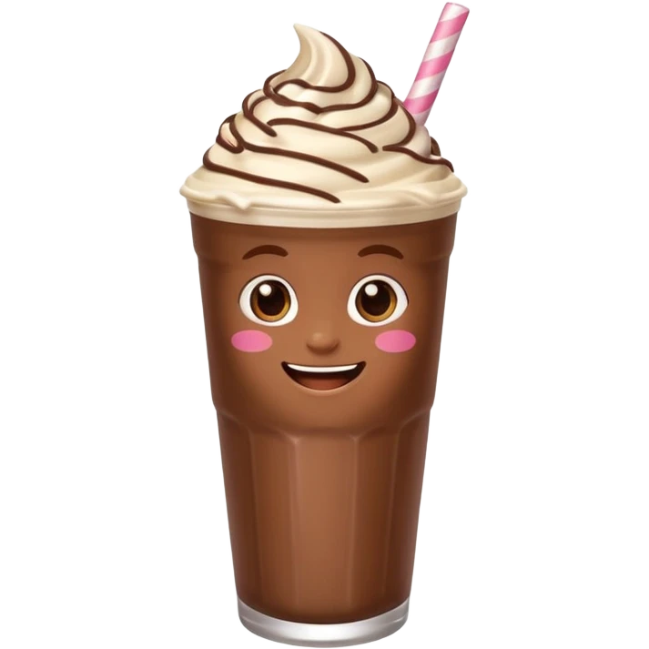 milkshake with a face, chocolate emoji