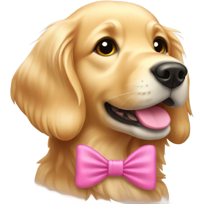 Golden retriever with pink bow  emoji