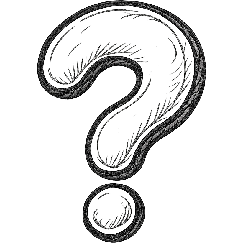 plump, voluminous, glossy question mark in hand-drawn style, soft rounded three-dimensional shape, bold outlines, shiny highlights, matching color palette and style of previous hands illustration emoji