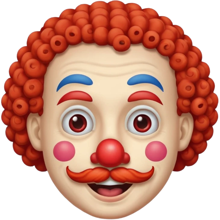 Classic clown — curly mustache, red nose emoji