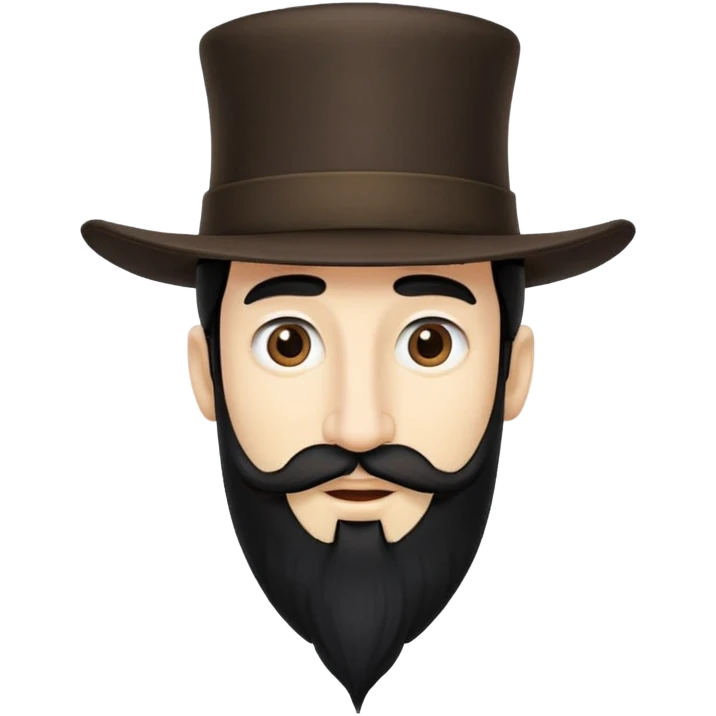Man with a tall hat long nose beard and two curls coming out of the hat his hair color is black emoji
