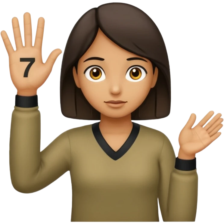Creat a person shruging and on his right hand there is a 6 and on his left there is a 7 emoji