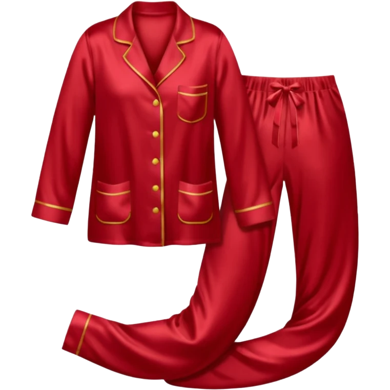 Pijama de satin color rojo oscuro  emoji