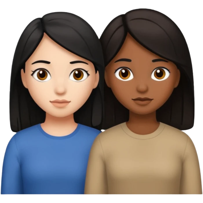 2 girls one brown skin with black hair and other with white skin and brown hair  emoji