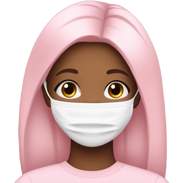 Girl with long lashes, skincare facemask baby pink emoji