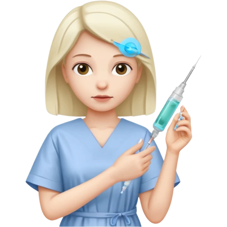 sick woman getting syringe shot arm emoji