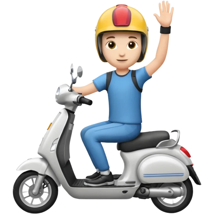 человек на самокате с поднятой рукой emoji
