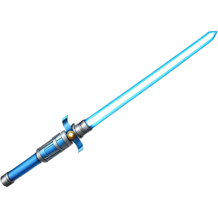 lightsaber with glowing blue blade and simple hilt emoji