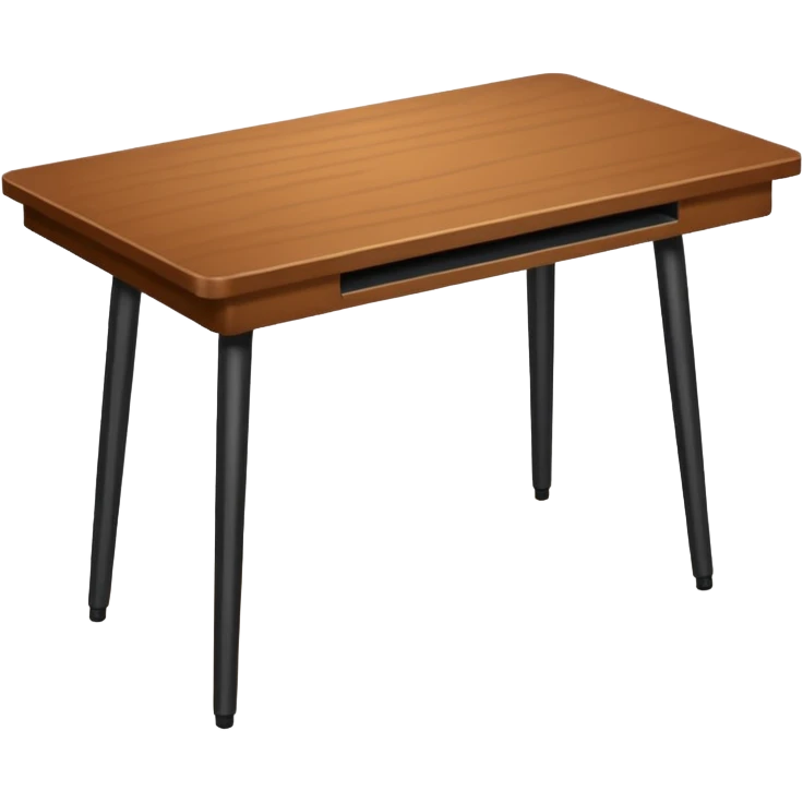 a desk table with 4 black metal legs without any addons, only the table of wood emoji
