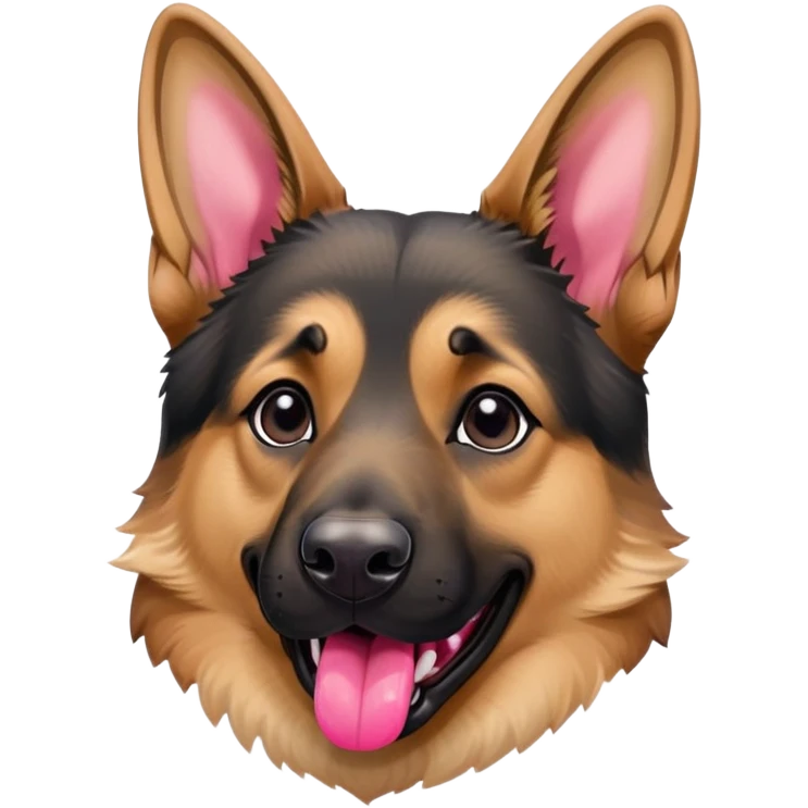 German shepherd with tan and black fur, tongue out, head tilted  emoji