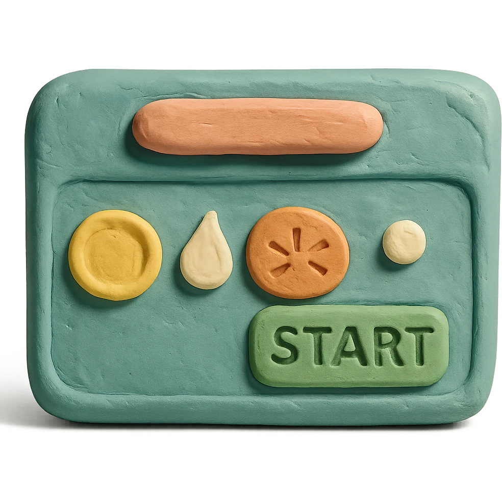 claymation style close-up of dishwasher control panel, soft lighting, pastel colors emoji
