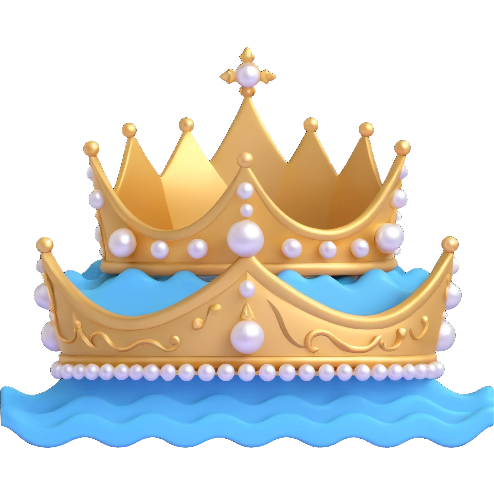 ocean wave crown with pearls emoji