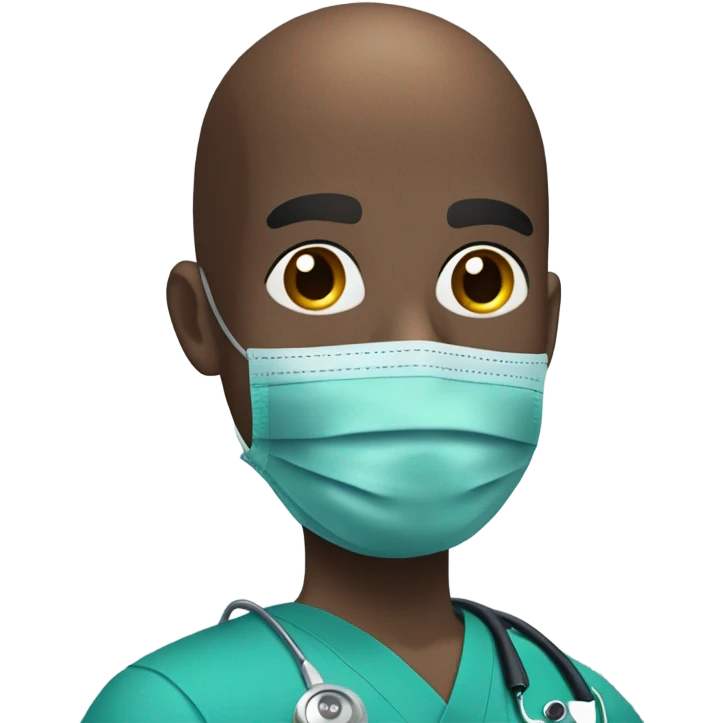 Black bald man surgeon  emoji