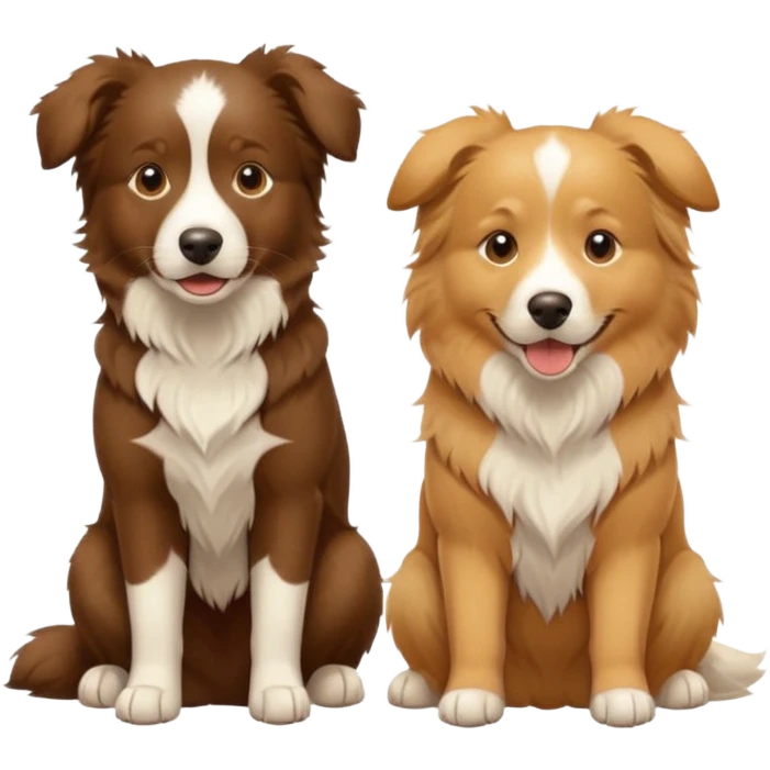 Brown border collie and golden retriever sitting  emoji