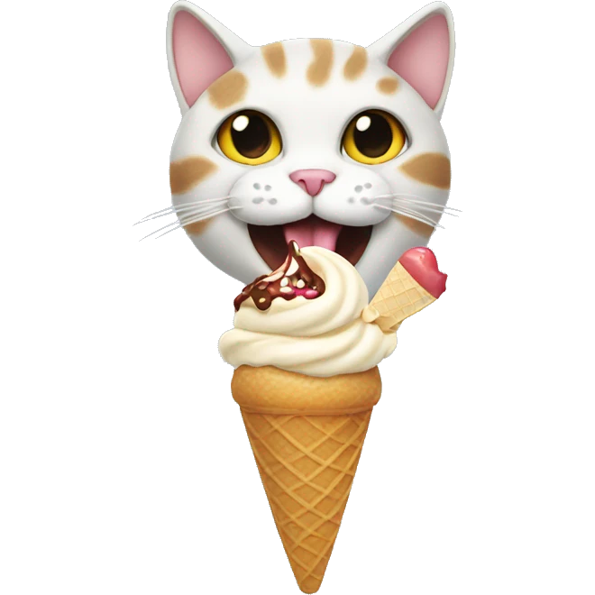 Cat eating ice cream emoji