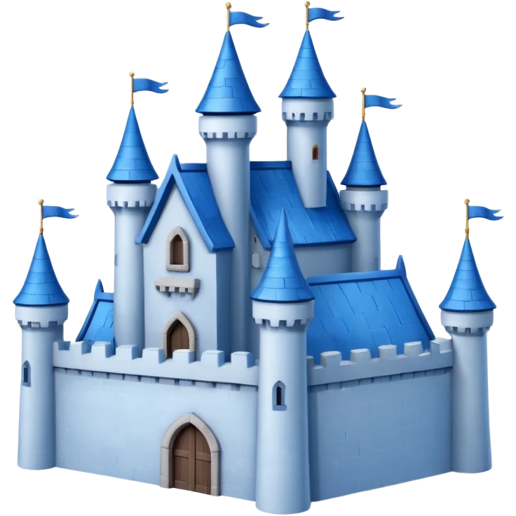  Castle like Disney with blue roof and white wall 3d with texture half rotate emoji