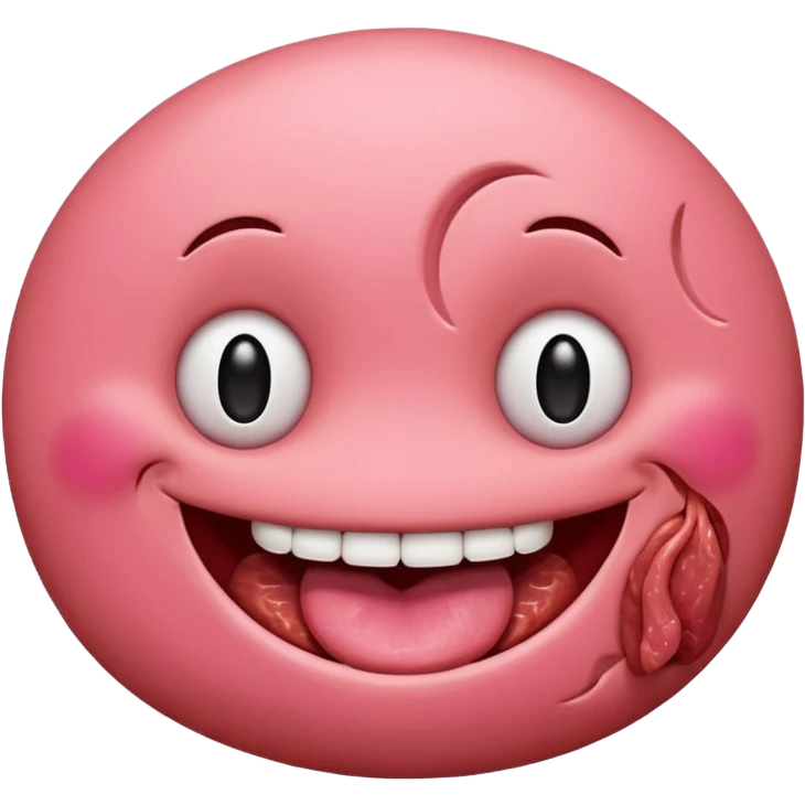 meat on smiling emoji face emoji