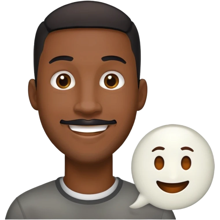 Đàn ông, đầu đinh, mặt dài, da đen cười tươi tóc đen, râu quai nón emoji