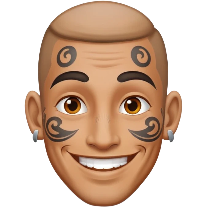 man with face tattoos, smiling emoji