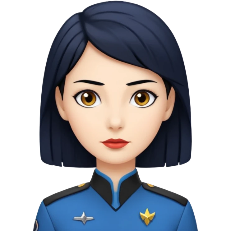 female Vulcan in Starfleet blue uniform (Star Trek) no green face emoji