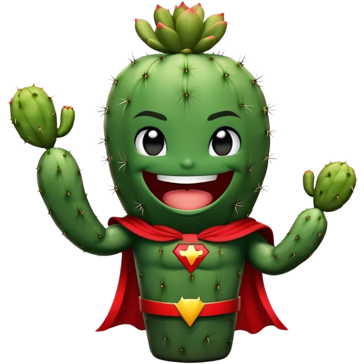 super hero cactus laughs in black and red outfit emoji