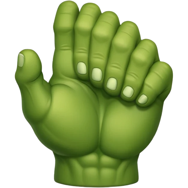 big muscular green cool hulks fist with  4 fingers emoji