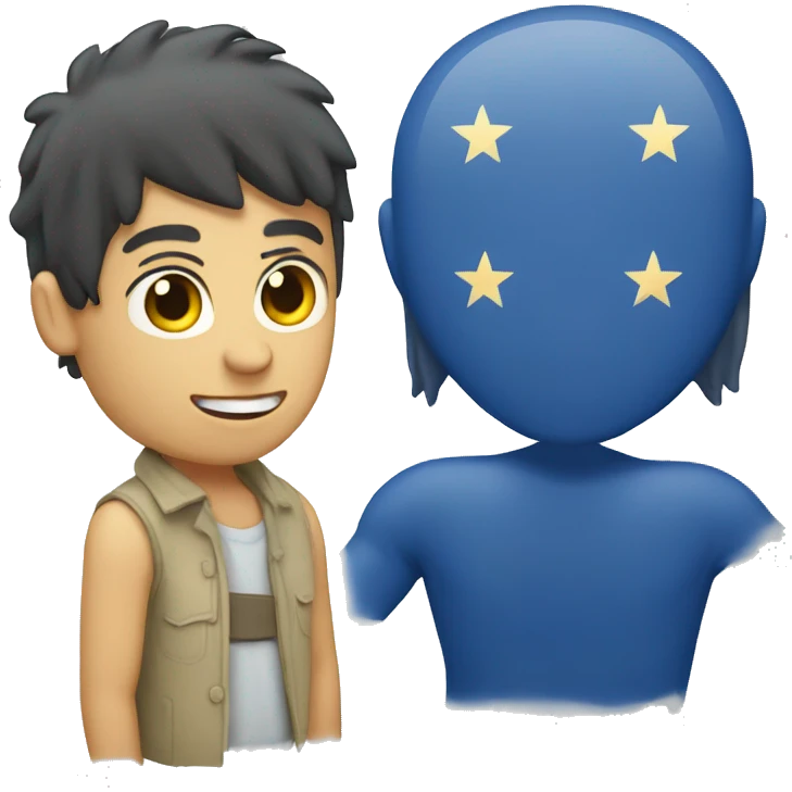 mono azul y estrella emoji