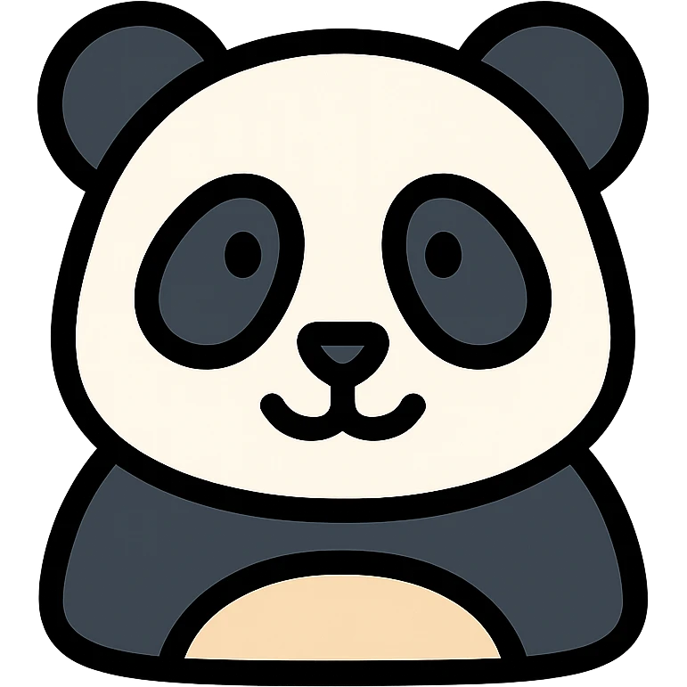 panda bear, color icon style, bold lines and soft colors emoji