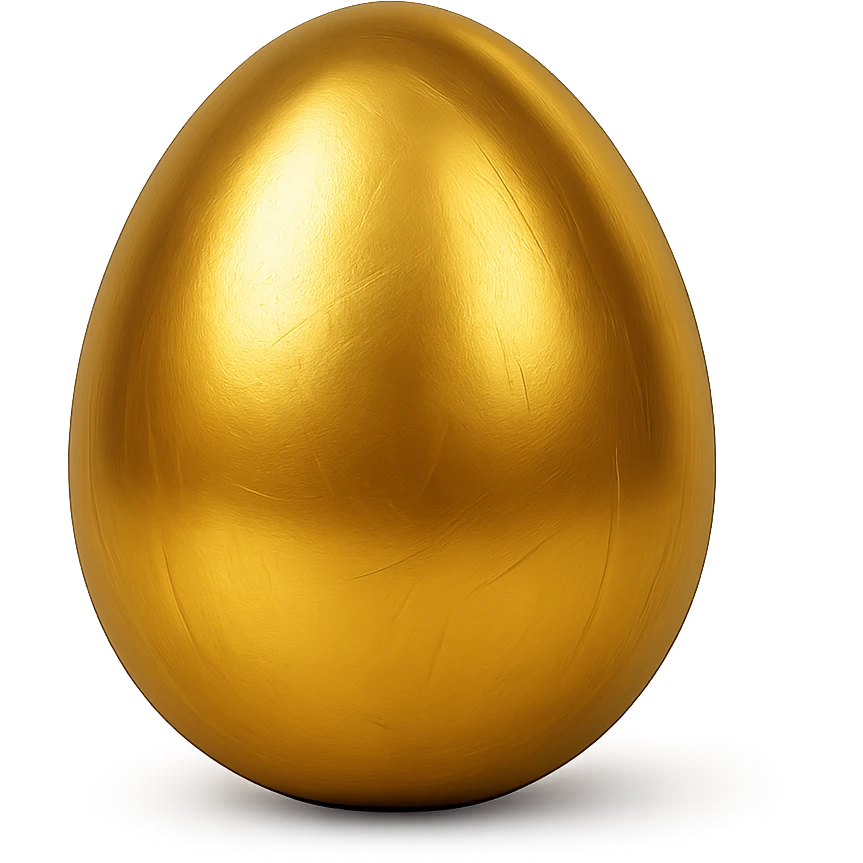 cartoon style golden egg, exaggerated shine, outlined emoji