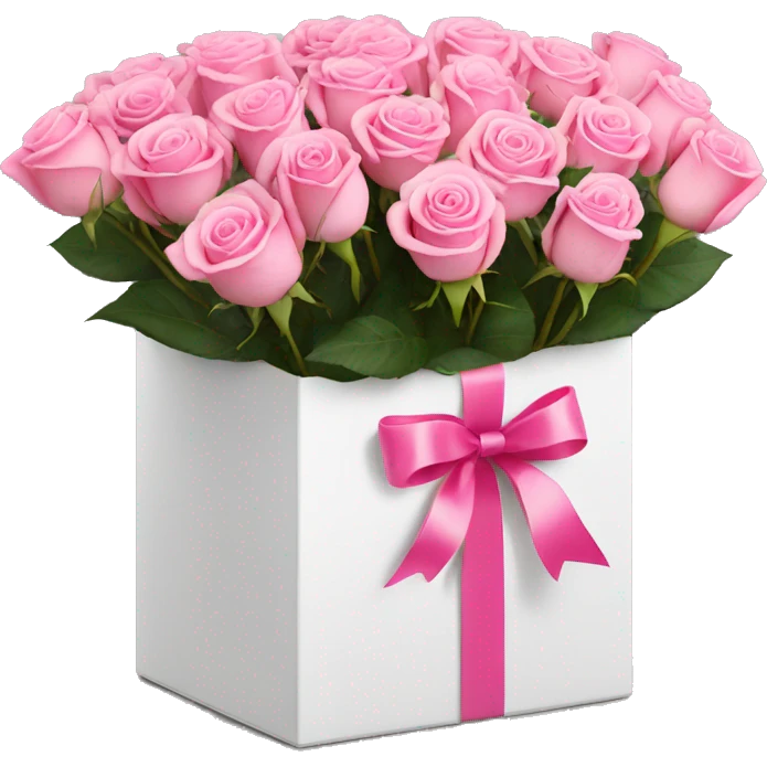 bouquet of pink 15 roses in a white box  emoji