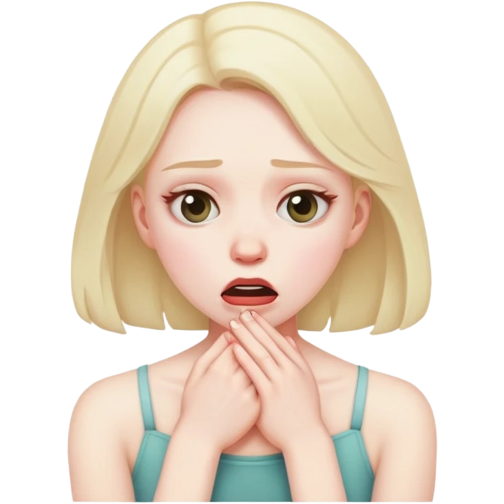 Girl pretending to choke herself emoji