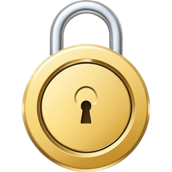 a gold medal with a lock engraved on it emoji