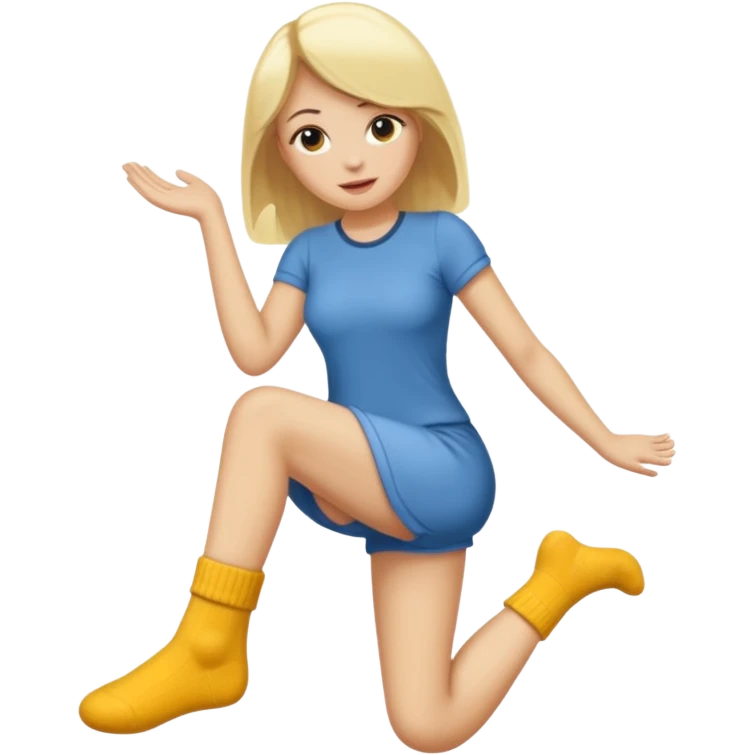 Femme blonde déguisée en  chaussette géante emoji
