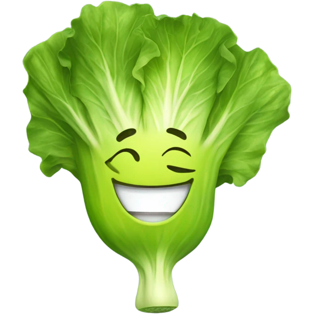 lettuce with a happy face holds a mirror in his hand and looks at it emoji