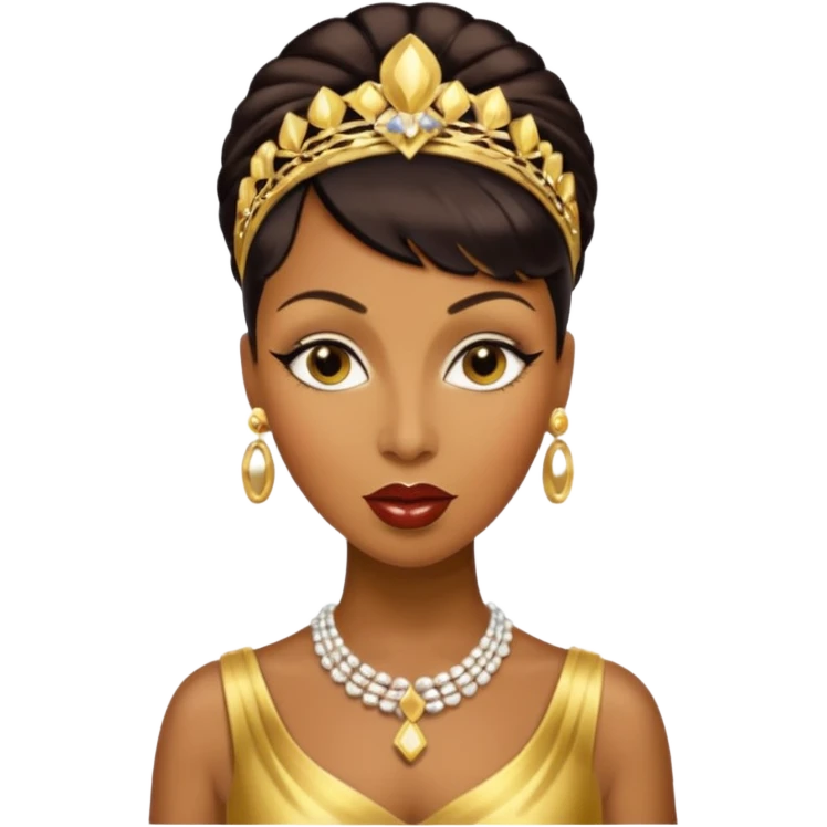 Josephine Baker with dark brown hair, gold outfit emoji