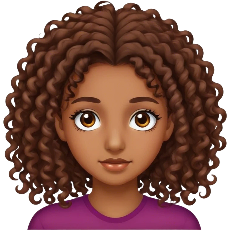 brownskin teenage female, long lashes and curly hair emoji