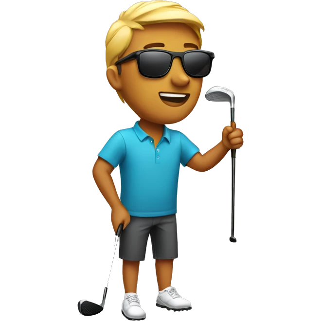 Young man wearing Marissa sunglasses playing golf  emoji