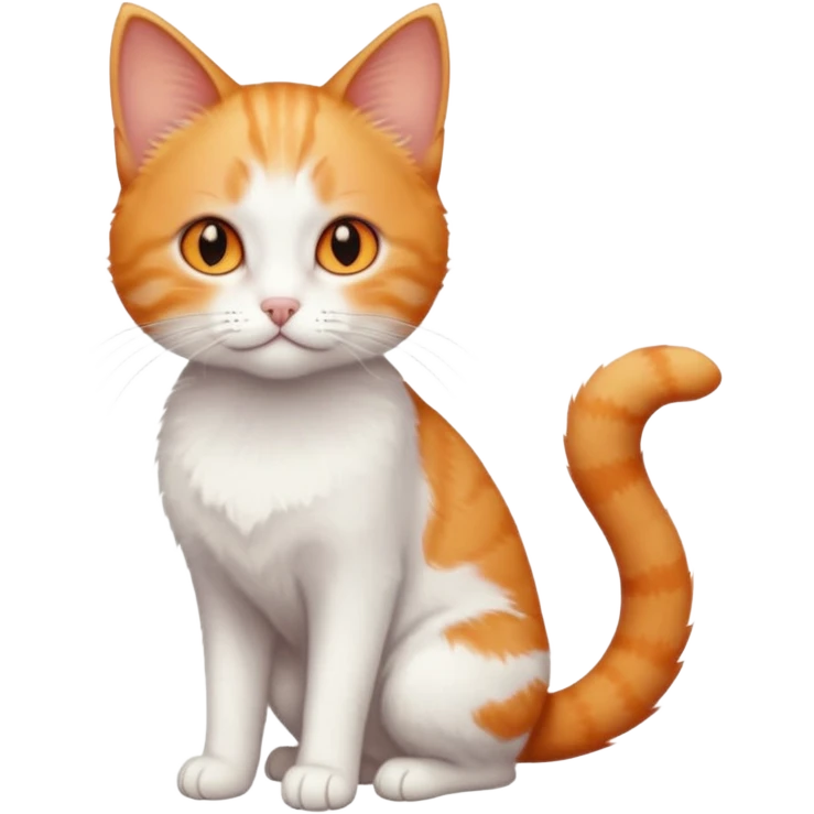 full body tiny short hair ginger and white cat with orange eyes  emoji