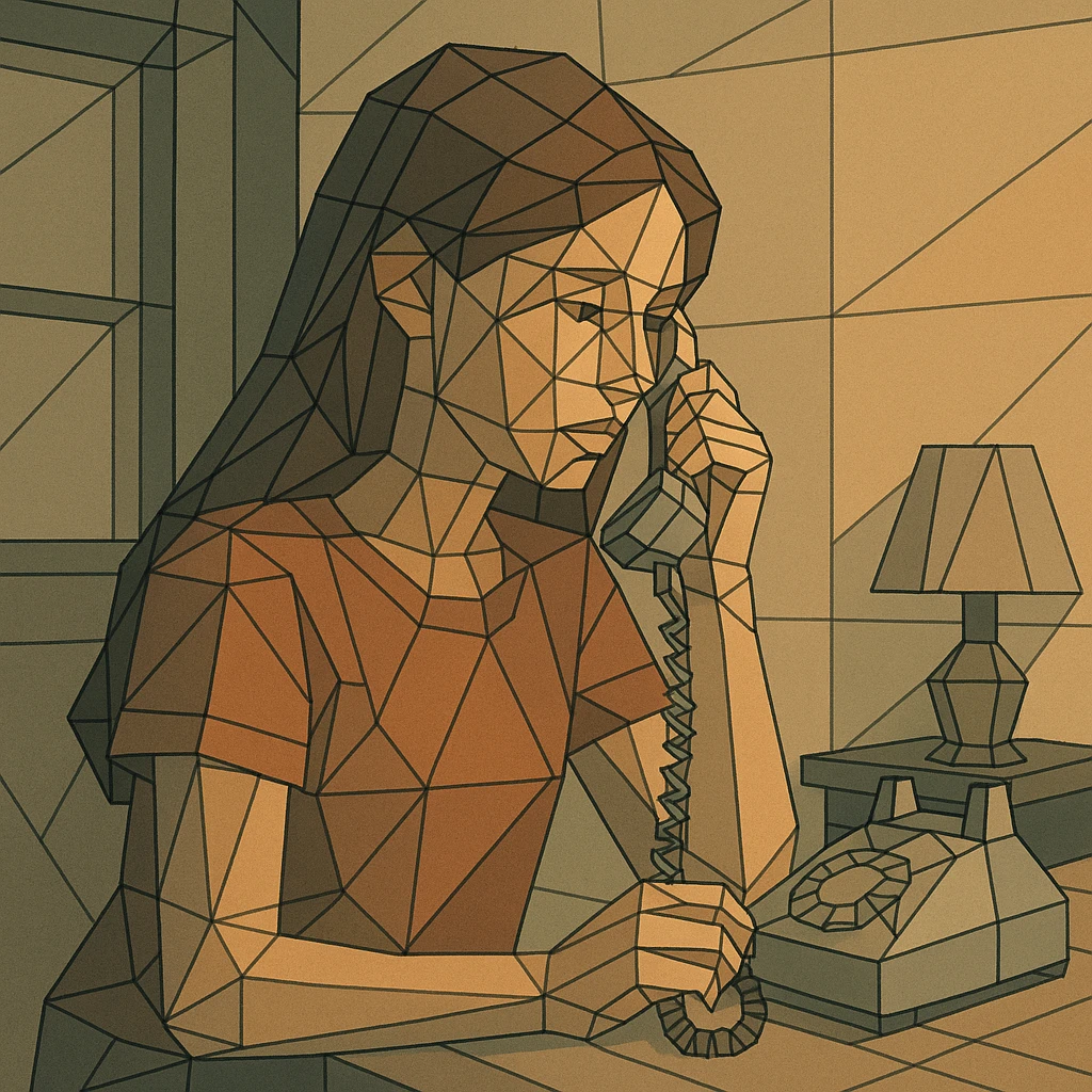 girl talking on telephone in her room emoji