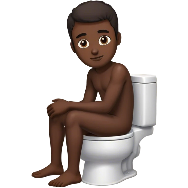 Dark skin guy sitting on toilet  emoji