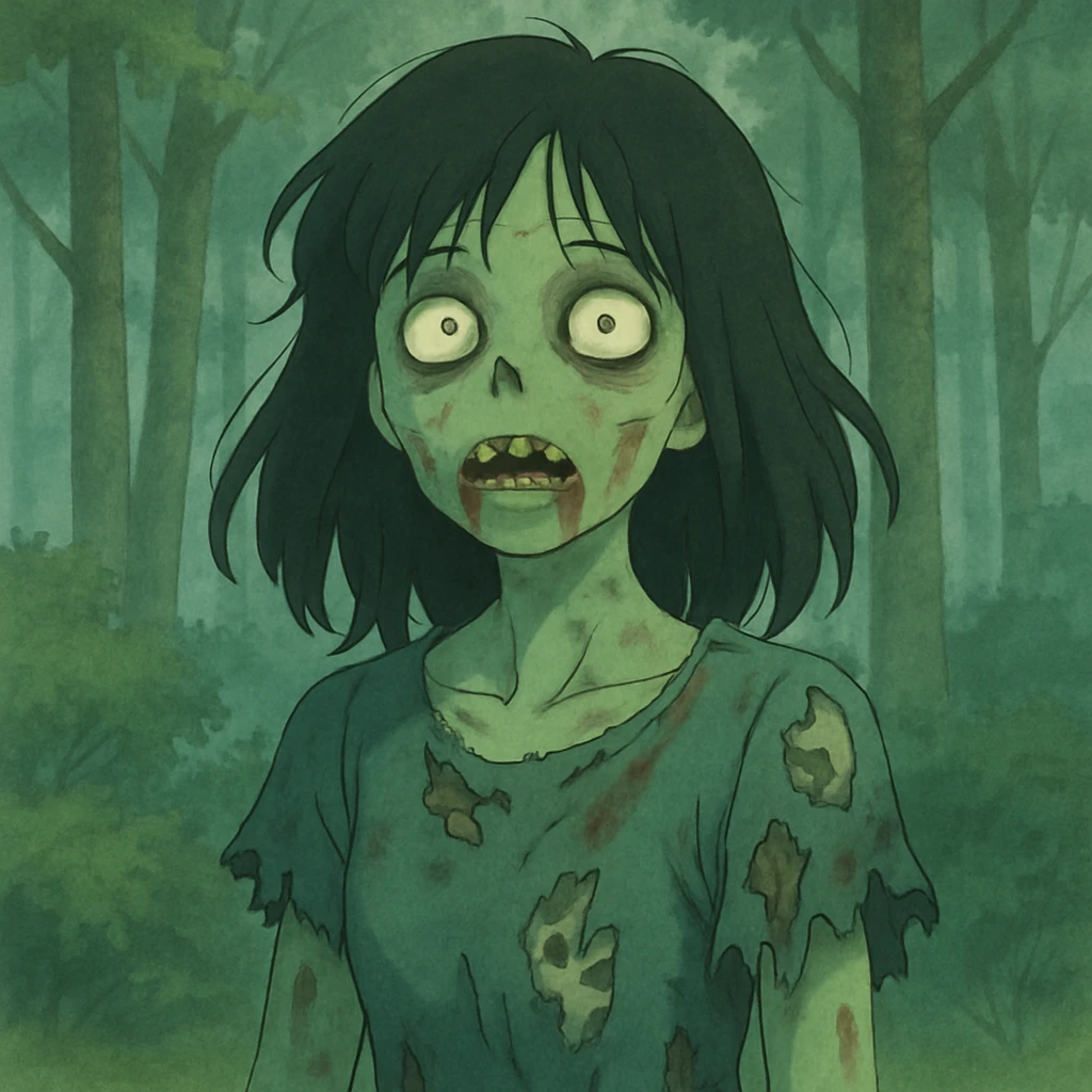 zombie girl with black hair emoji