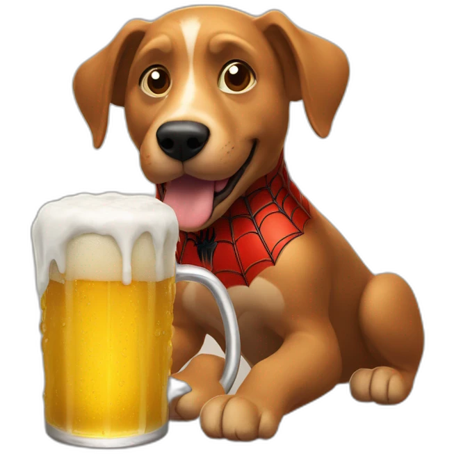 spider-man drink beer with korgi dog emoji