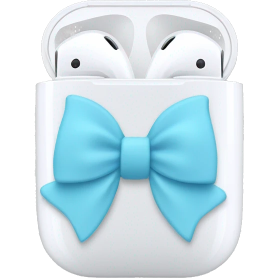 white airpod maxs with light blue bow emoji